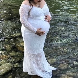 Maternity Dress with pink flower crown